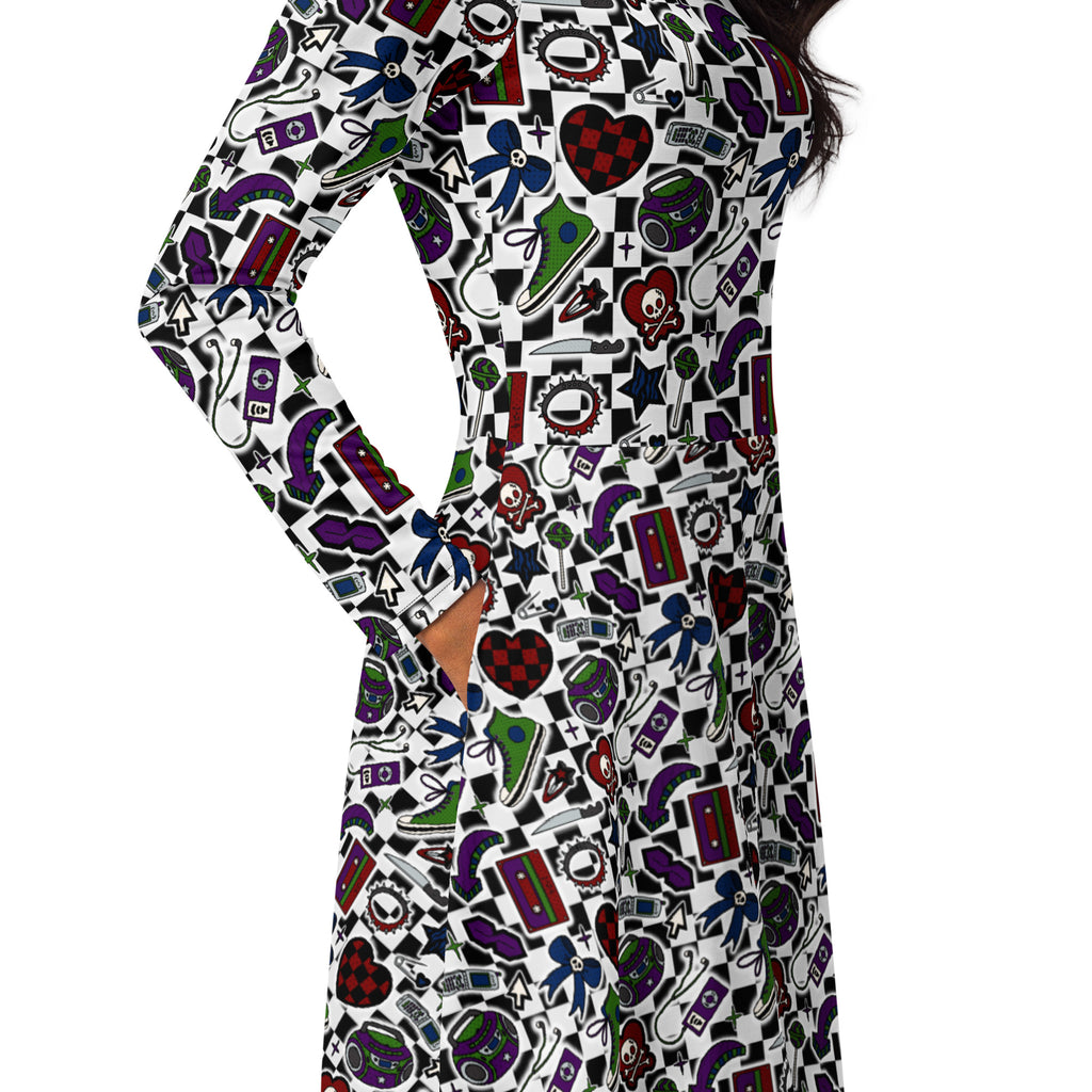 Long Sleeve Pocket Flare Dress - 'Not A Phase, Mom'
