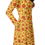 Long Sleeve Pocket Flare Dress - 'Petal Pop'