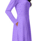 Long Sleeve Pocket Flare Dress - 'Itsy Bitsy Daisy (Lavender)'