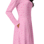 Long Sleeve Pocket Flare Dress - 'Itsy Bitsy Daisy (Rose)'