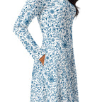 Long Sleeve Pocket Flare Dress - 'Gothic Garden (Bone China Version)'