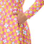 Long Sleeve Pocket Flare Dress - 'Floral Fruit Salad'