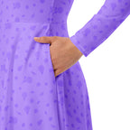 Long Sleeve Pocket Flare Dress - 'Itsy Bitsy Daisy (Lavender)'