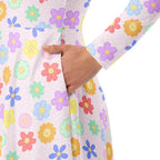 Long Sleeve Pocket Flare Dress - 'Positive Petals'