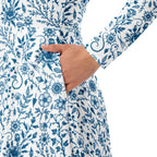 Long Sleeve Pocket Flare Dress - 'Gothic Garden (Bone China Version)'