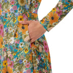 Long Sleeve Pocket Flare Dress - 'Pressed Flowers'