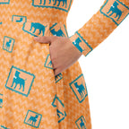 Long Sleeve Pocket Flare Dress - 'Perfect Pup'
