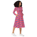 Long Sleeve Pocket Flare Dress - 'Silly Cow'