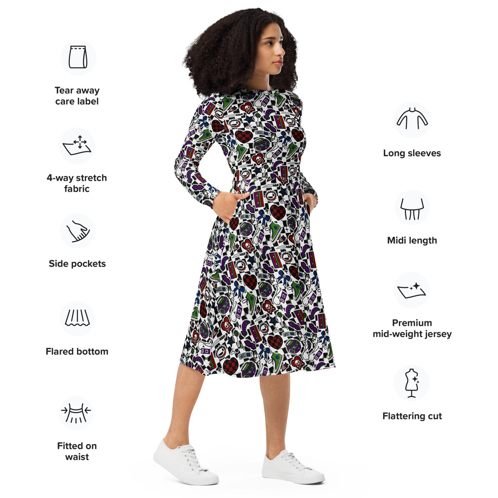 Long Sleeve Pocket Flare Dress - 'Not A Phase, Mom'