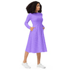 Long Sleeve Pocket Flare Dress - 'Itsy Bitsy Daisy (Lavender)'