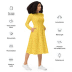 Long Sleeve Pocket Flare Dress - 'Itsy Bitsy Daisy (Marigold)'