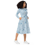 Long Sleeve Pocket Flare Dress - 'Gothic Garden (Bone China Version)'