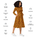 Long Sleeve Pocket Flare Dress - 'Sunflower Sparkle'