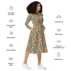 Long Sleeve Pocket Flare Dress - 'Pressed Flowers'