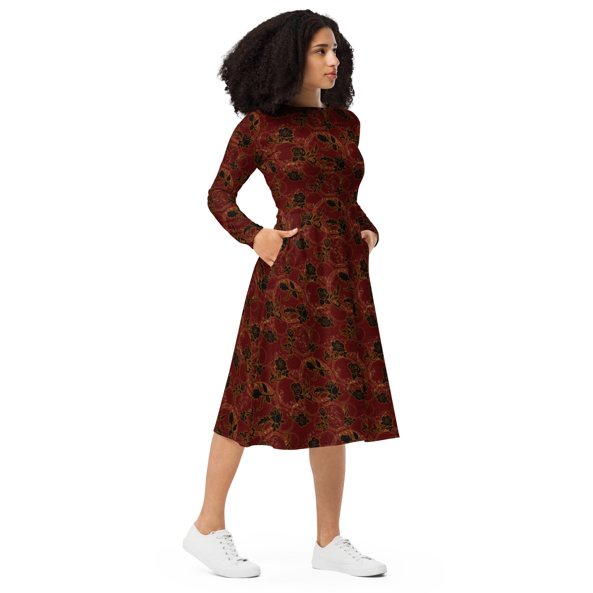 Long Sleeve Pocket Flare Dress - 'Spellbound'