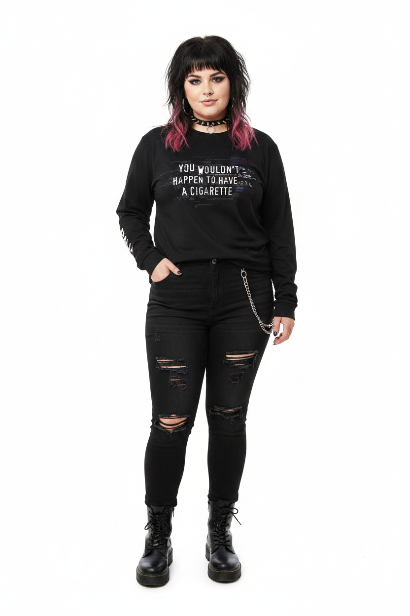 Unisex Long Sleeve Tee - 'You Wouldn't Happen To Have A Cigarette' Long Sleeve T-Shirt