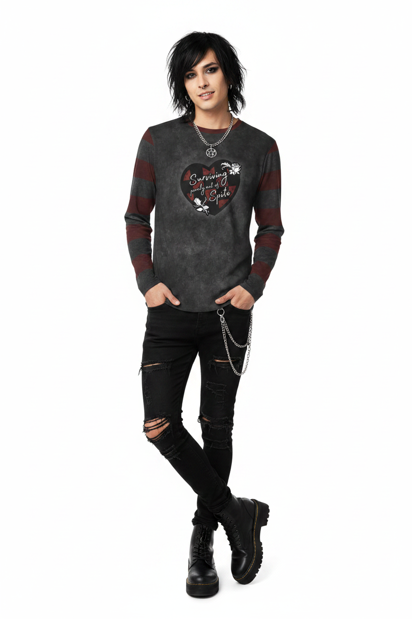 Unisex Long Sleeve Tee- 'Surviving Purely Out of Spite' Long Sleeve T-Shirt