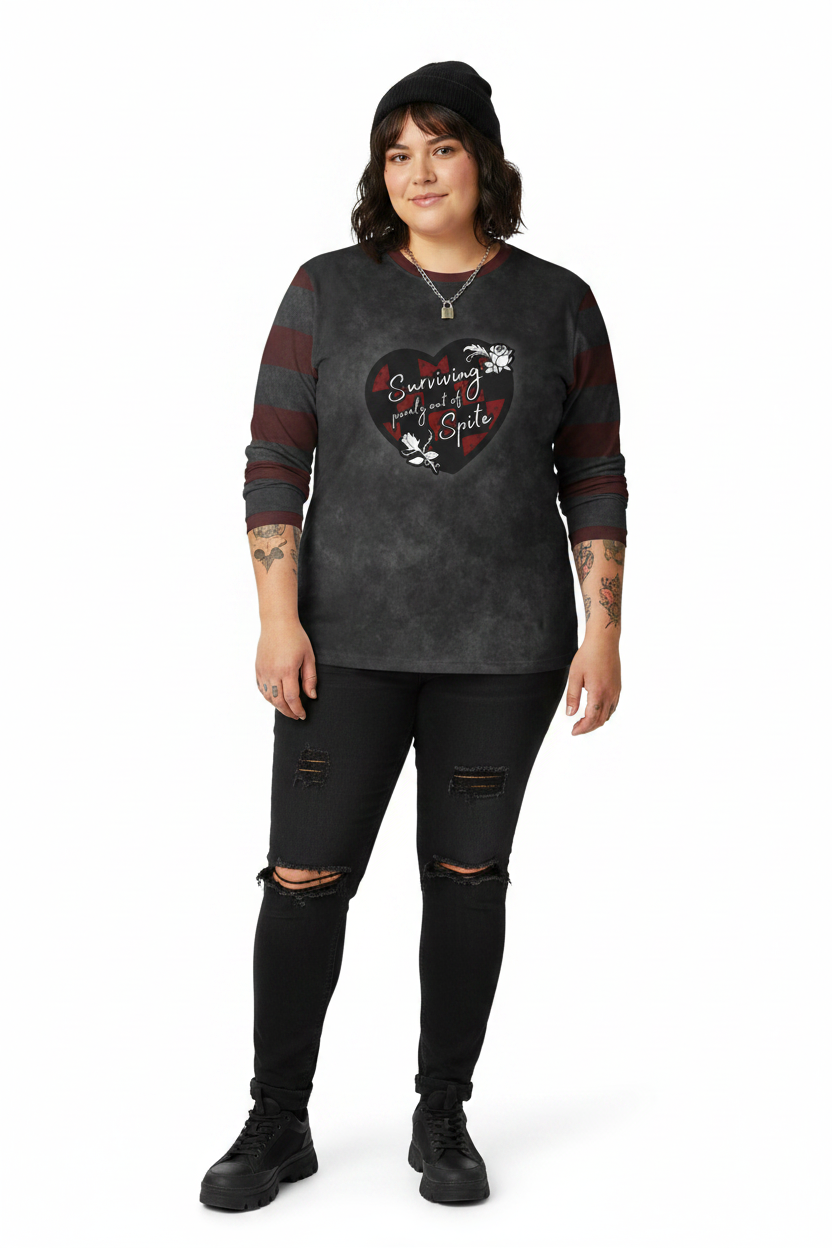 Unisex Long Sleeve Tee- 'Surviving Purely Out of Spite' Long Sleeve T-Shirt