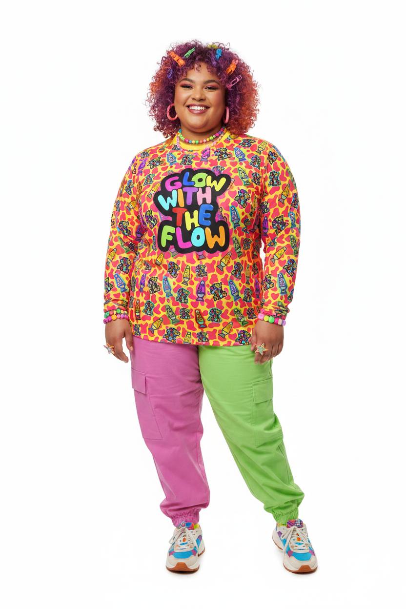 Unisex Long Sleeve Tee- 'Glow With the Flow' Long Sleeve T-Shirt