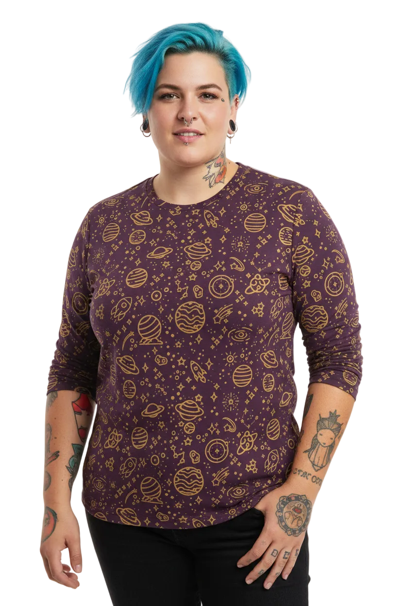 Unisex Long Sleeve Tee- 'Galactic Gold' Long Sleeve T-Shirt