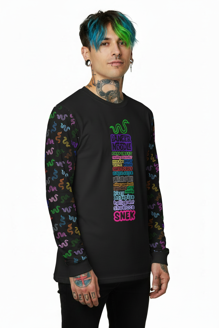Unisex Long Sleeve Tee- 'Danger Noodle' Long Sleeve T-Shirt
