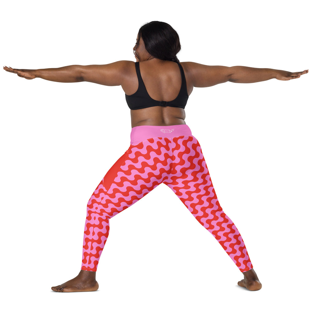 RECYCLED High Waist Pocket Leggings - 'Strawberry Salsa'
