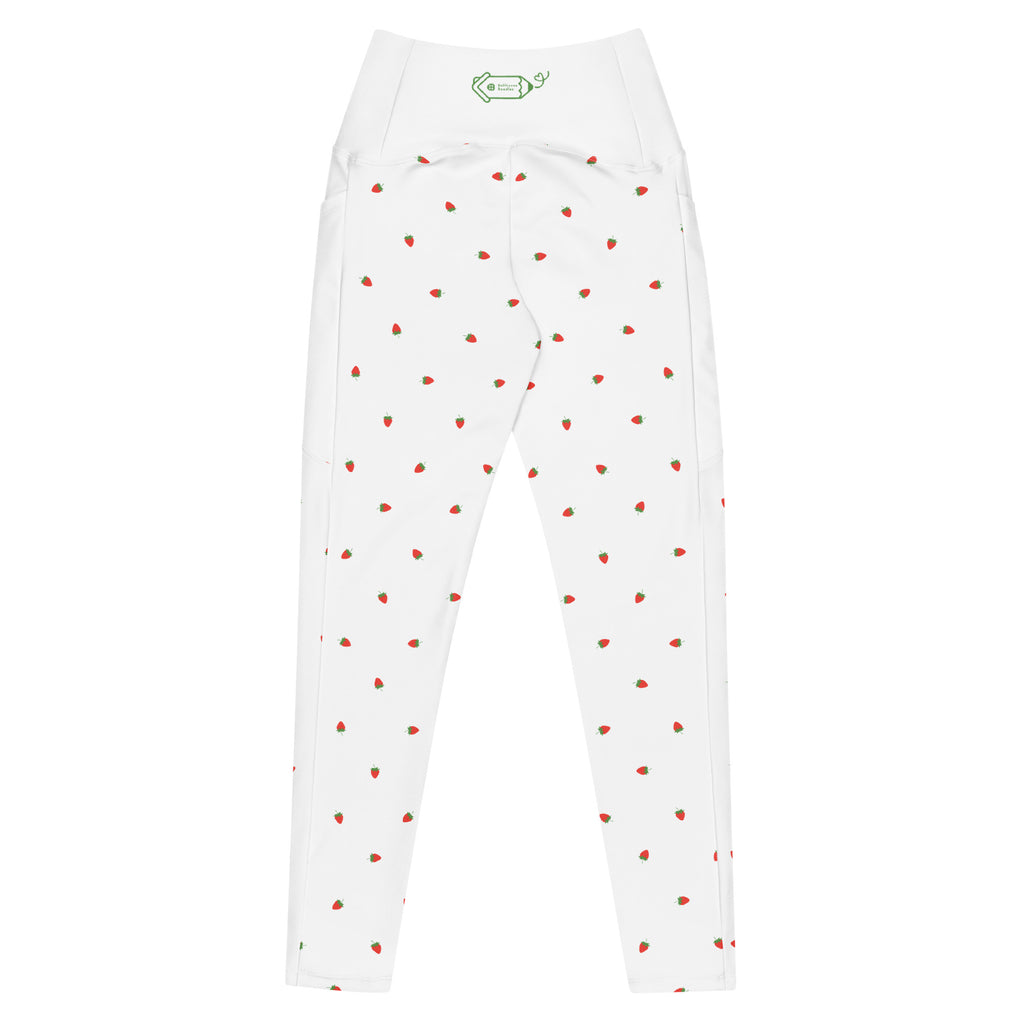 RECYCLED High Waist Pocket Leggings - 'Strawberry Picking'