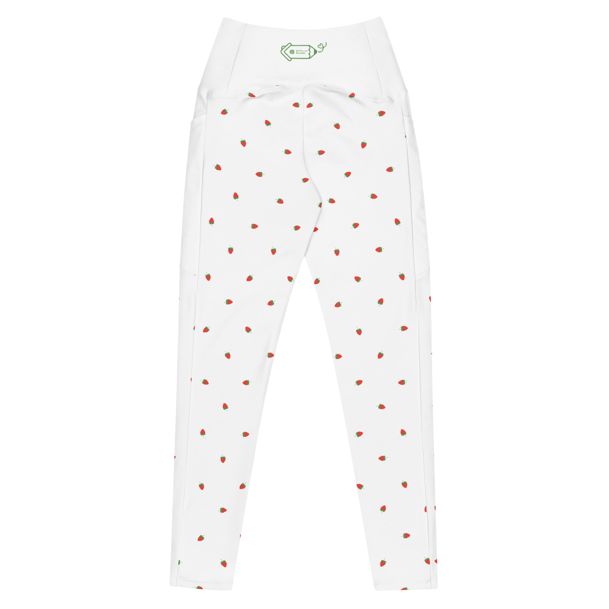 RECYCLED High Waist Pocket Leggings - 'Strawberry Picking'