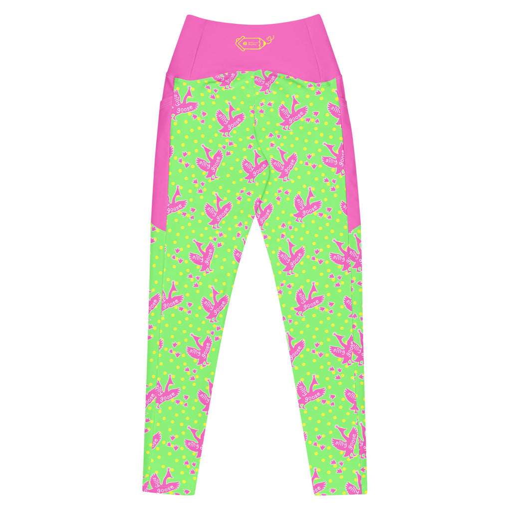 RECYCLED High Waist Pocket Leggings - 'Silly Goose'