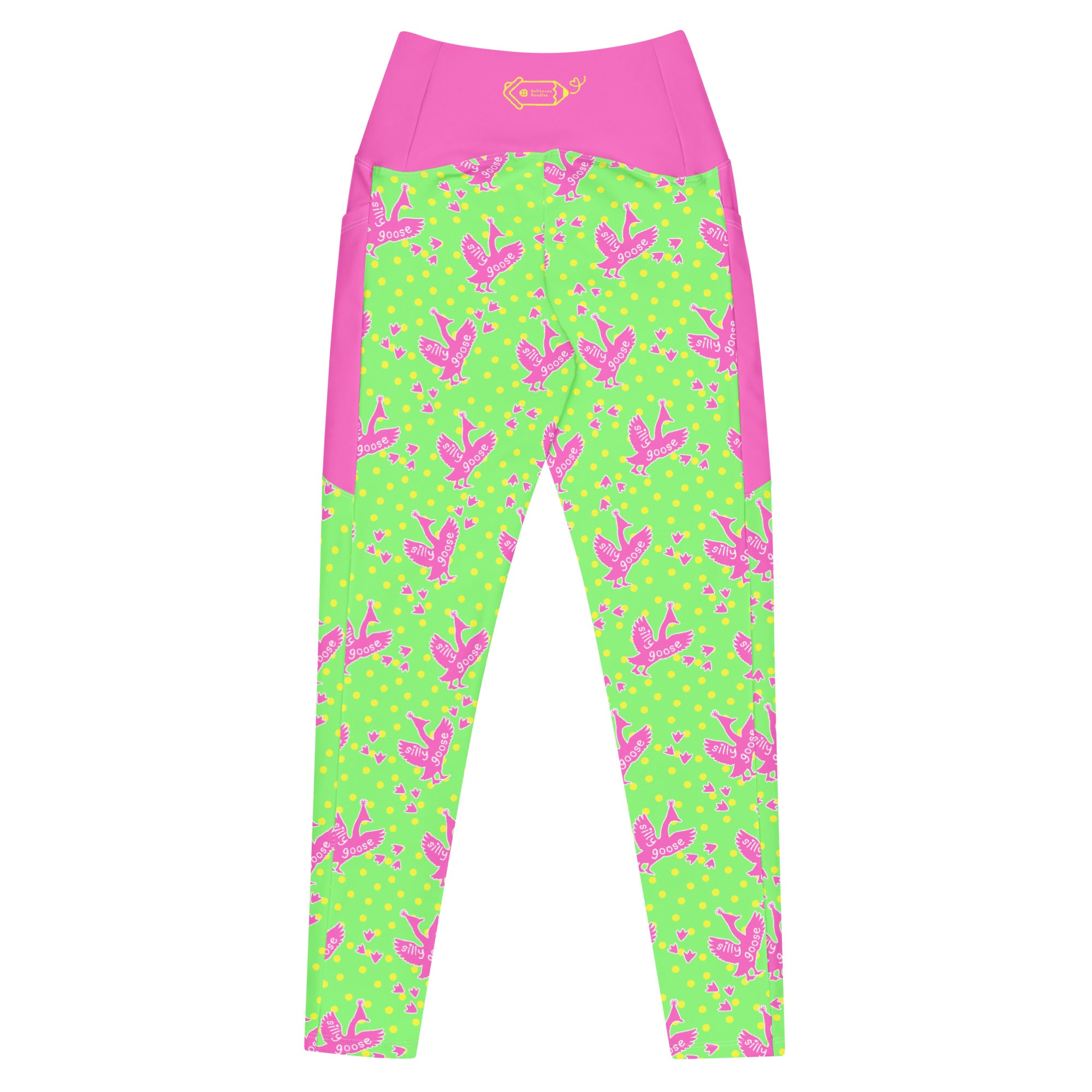 RECYCLED High Waist Pocket Leggings - 'Silly Goose'