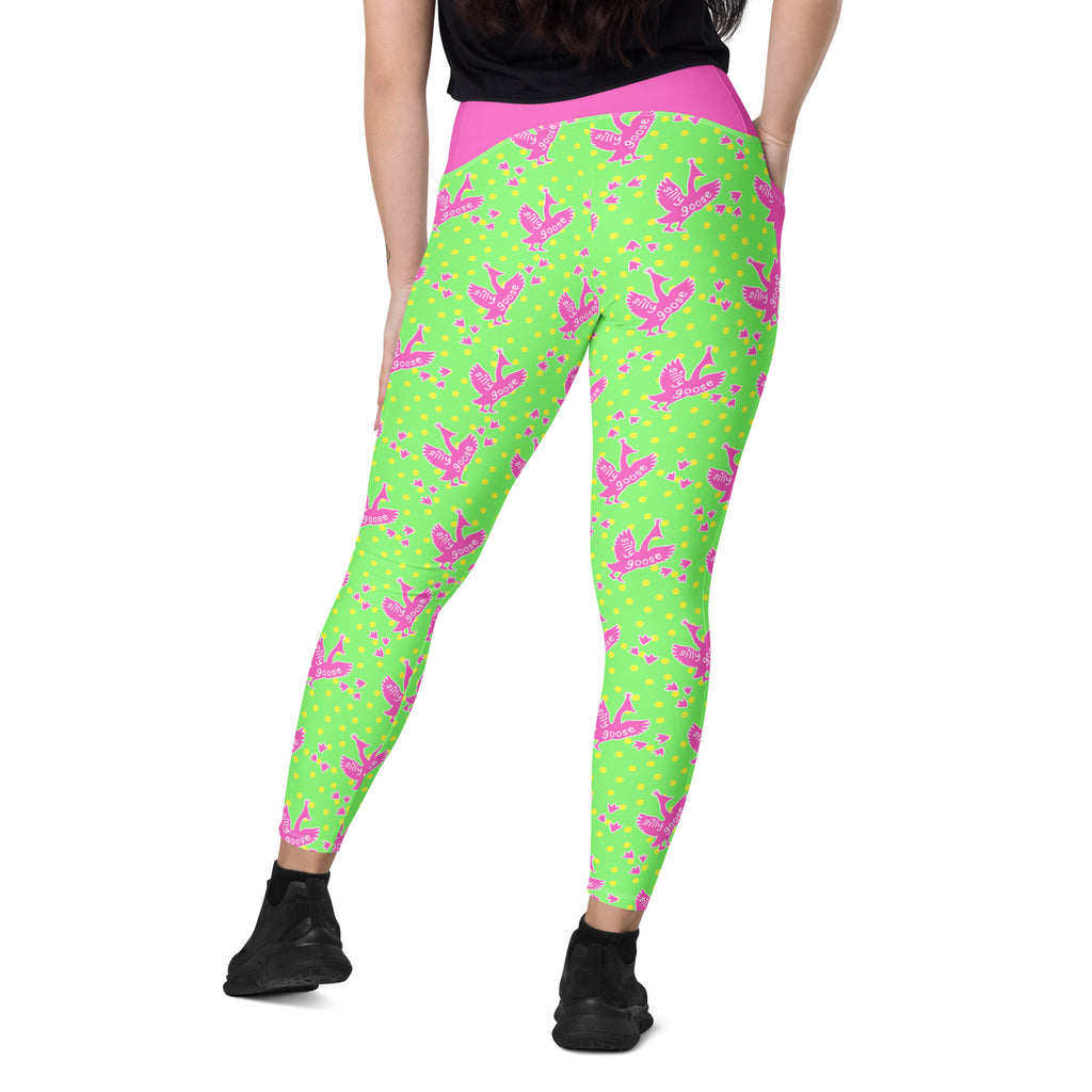 RECYCLED High Waist Pocket Leggings - 'Silly Goose'