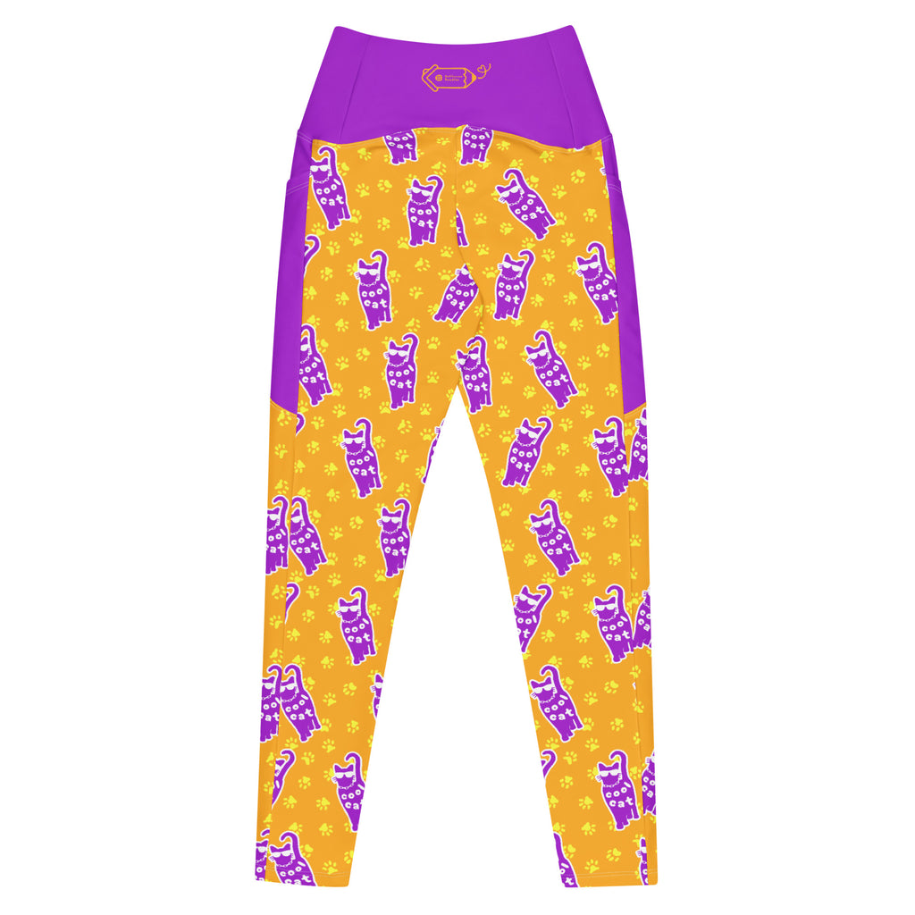 RECYCLED High Waist Pocket Leggings - 'Cool Cat'