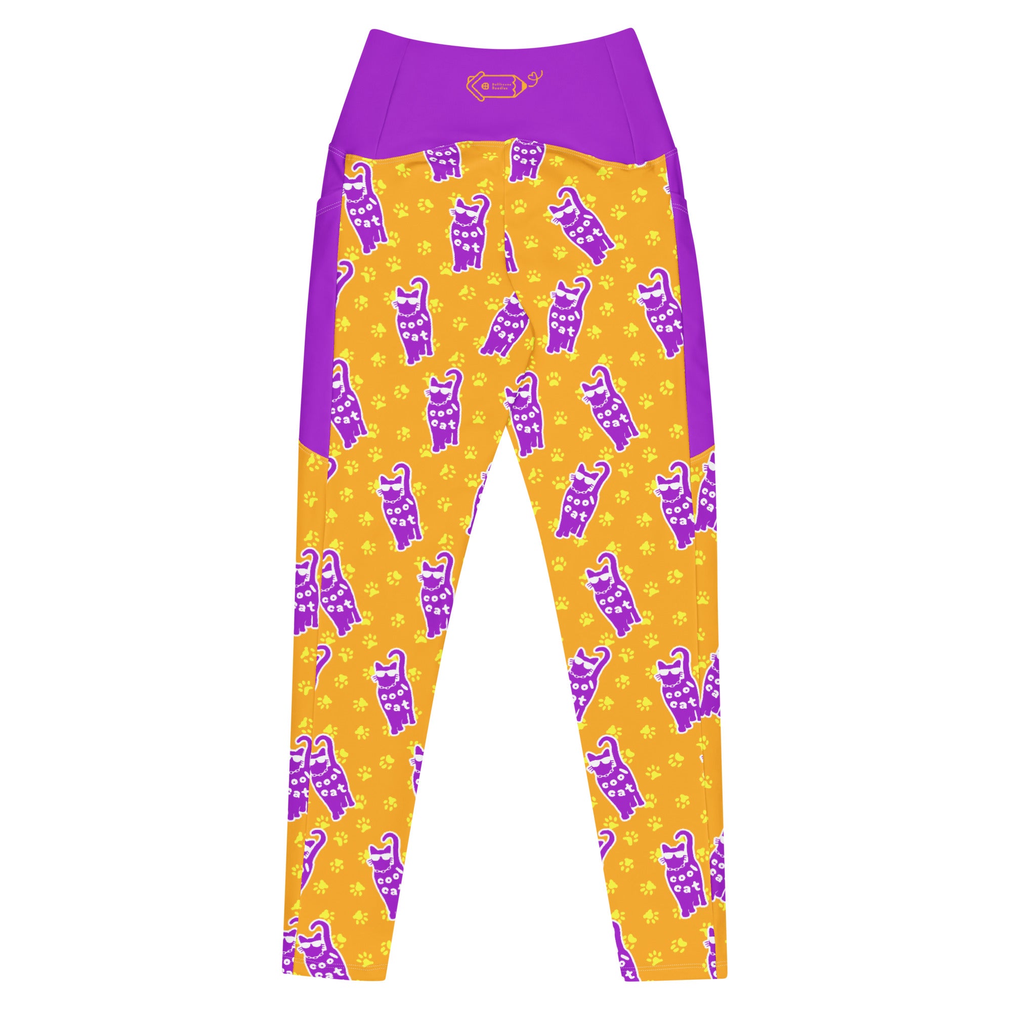 RECYCLED High Waist Pocket Leggings - 'Cool Cat'