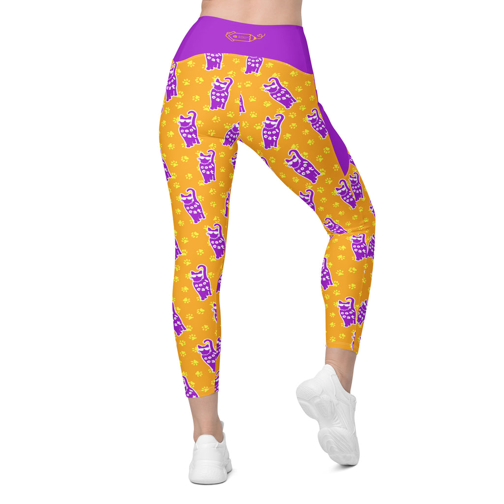 RECYCLED High Waist Pocket Leggings - 'Cool Cat'