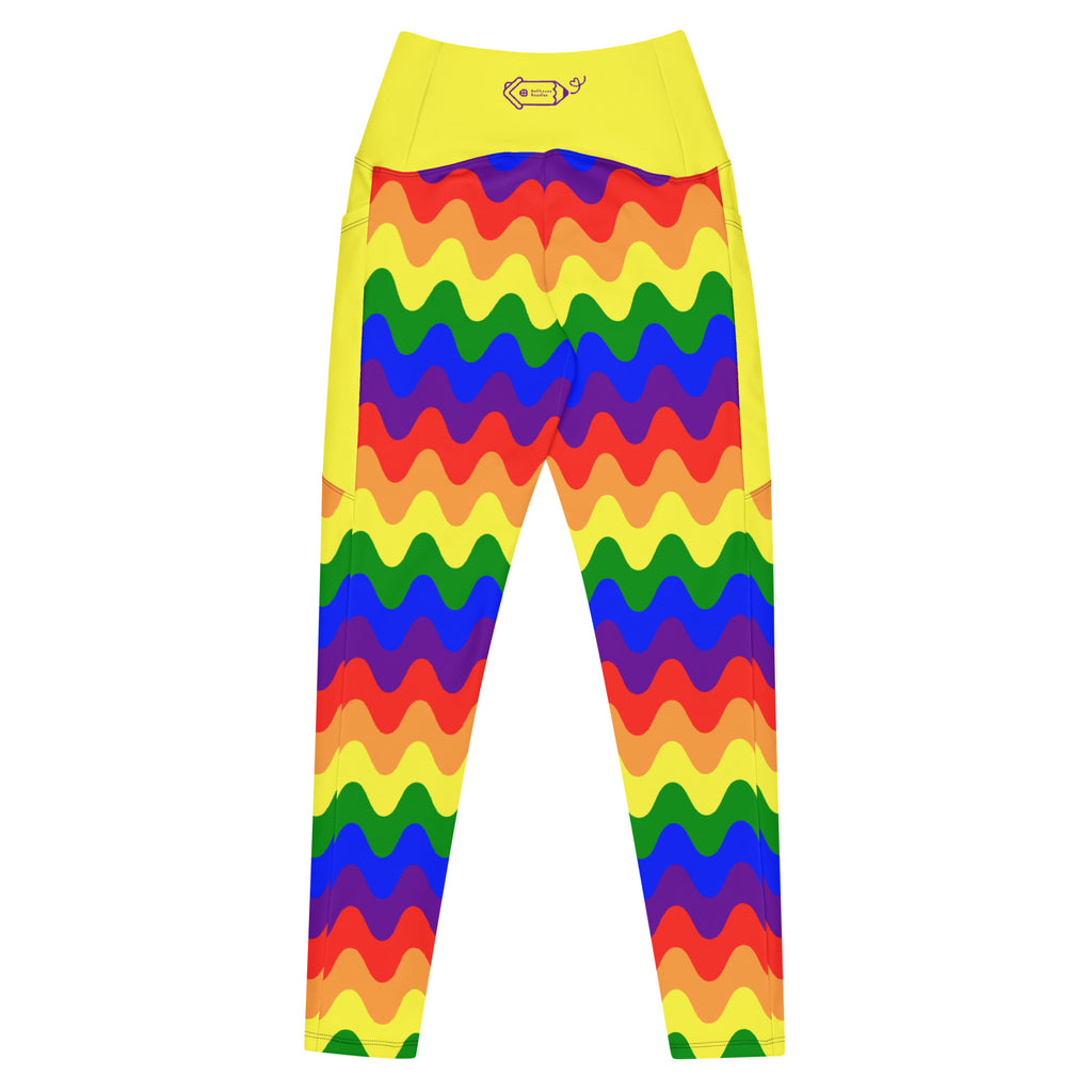 RECYCLED High Waist Pocket Leggings - 'Rainbow Waves'