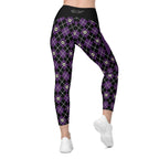 RECYCLED High Waist Pocket Leggings - 'Diamond Skulls'