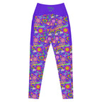 RECYCLED High Waist Pocket Leggings - 'Glitter Stickers'