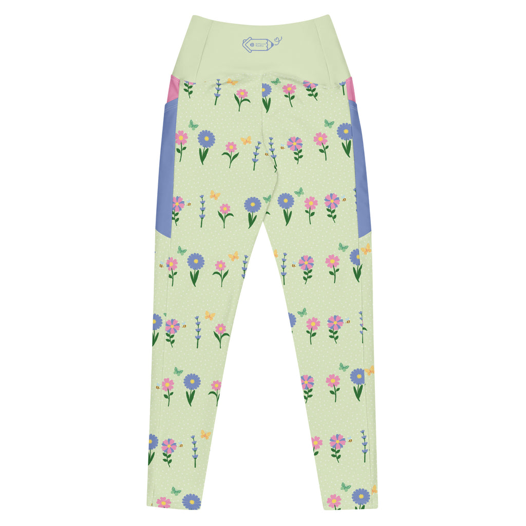 RECYCLED High Waist Pocket Leggings - 'Spring Stems'