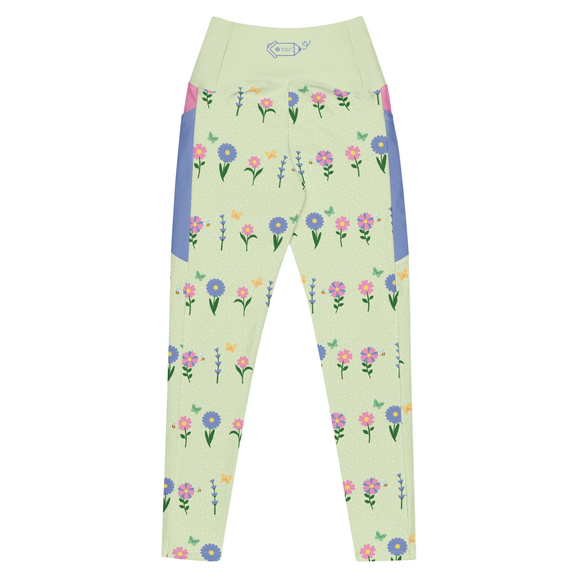 RECYCLED High Waist Pocket Leggings - 'Spring Stems'