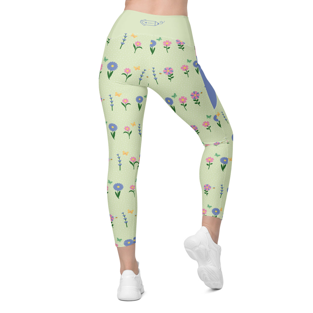 RECYCLED High Waist Pocket Leggings - 'Spring Stems'