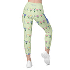 RECYCLED High Waist Pocket Leggings - 'Spring Stems'