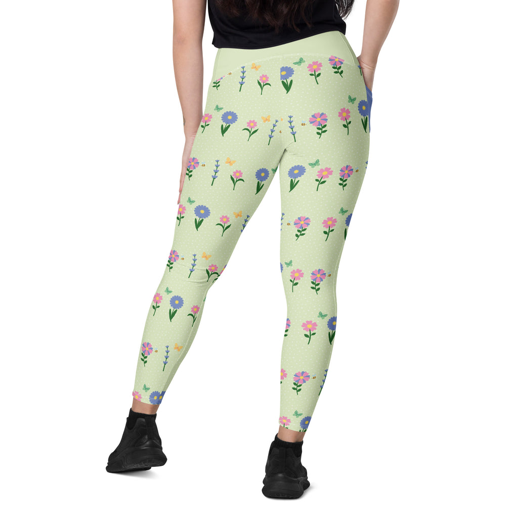 RECYCLED High Waist Pocket Leggings - 'Spring Stems'