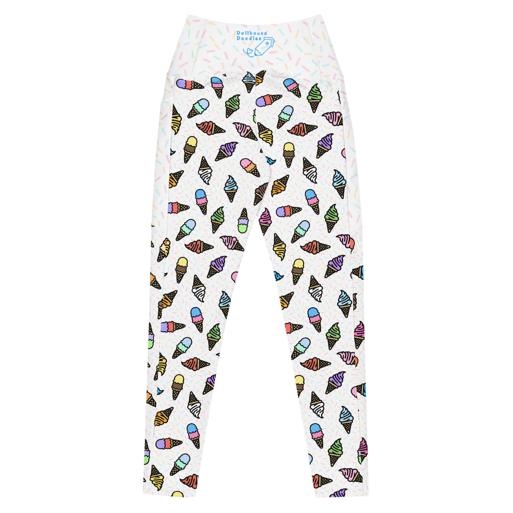 RECYCLED High Waist Pocket Leggings - 'Ice Cream' Leggings