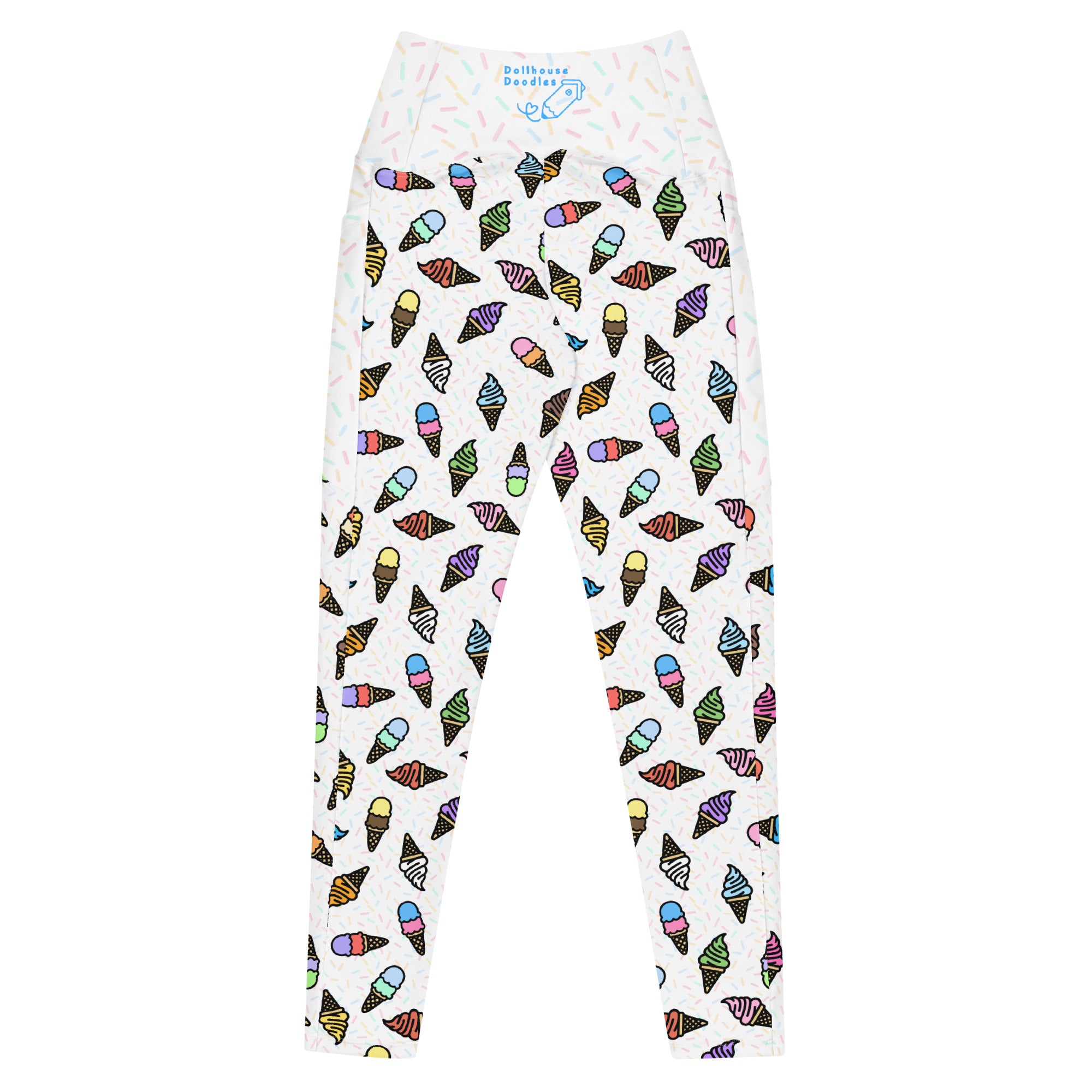 RECYCLED High Waist Pocket Leggings - 'Ice Cream' Leggings
