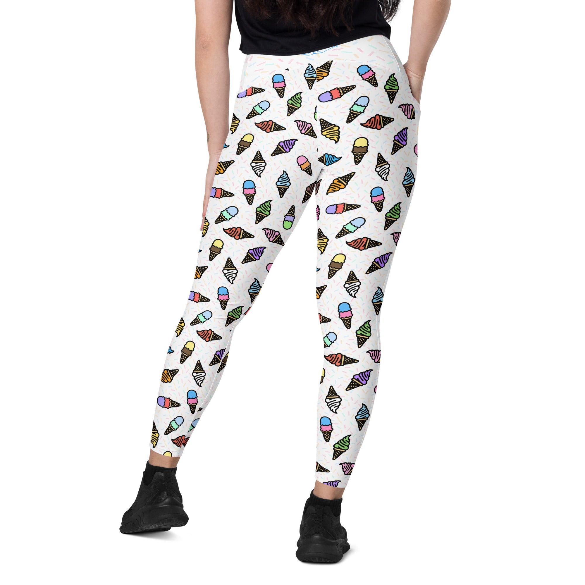RECYCLED High Waist Pocket Leggings - 'Ice Cream' Leggings