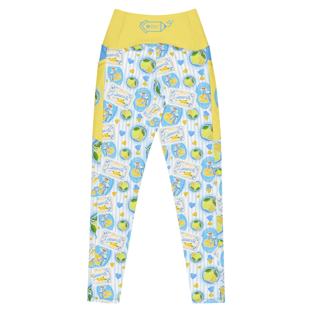 RECYCLED High Waist Pocket Leggings - 'Limonata' CUT-SEW