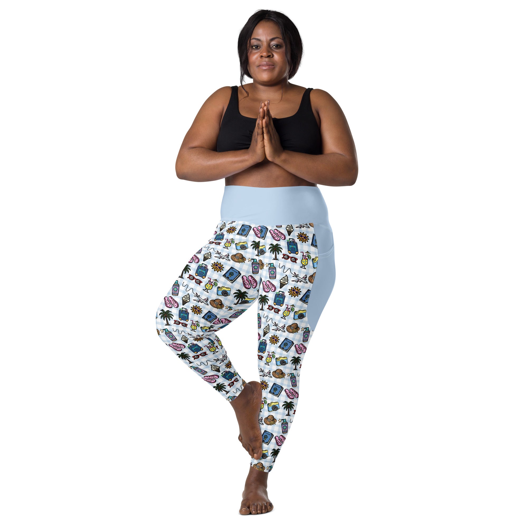 RECYCLED High Waist Pocket Leggings - 'Gingham Getaway'