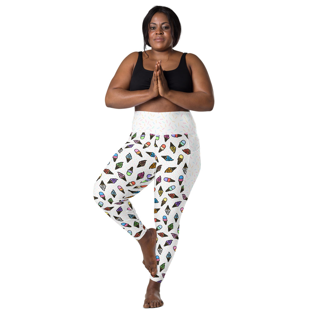 RECYCLED High Waist Pocket Leggings - 'Ice Cream' Leggings