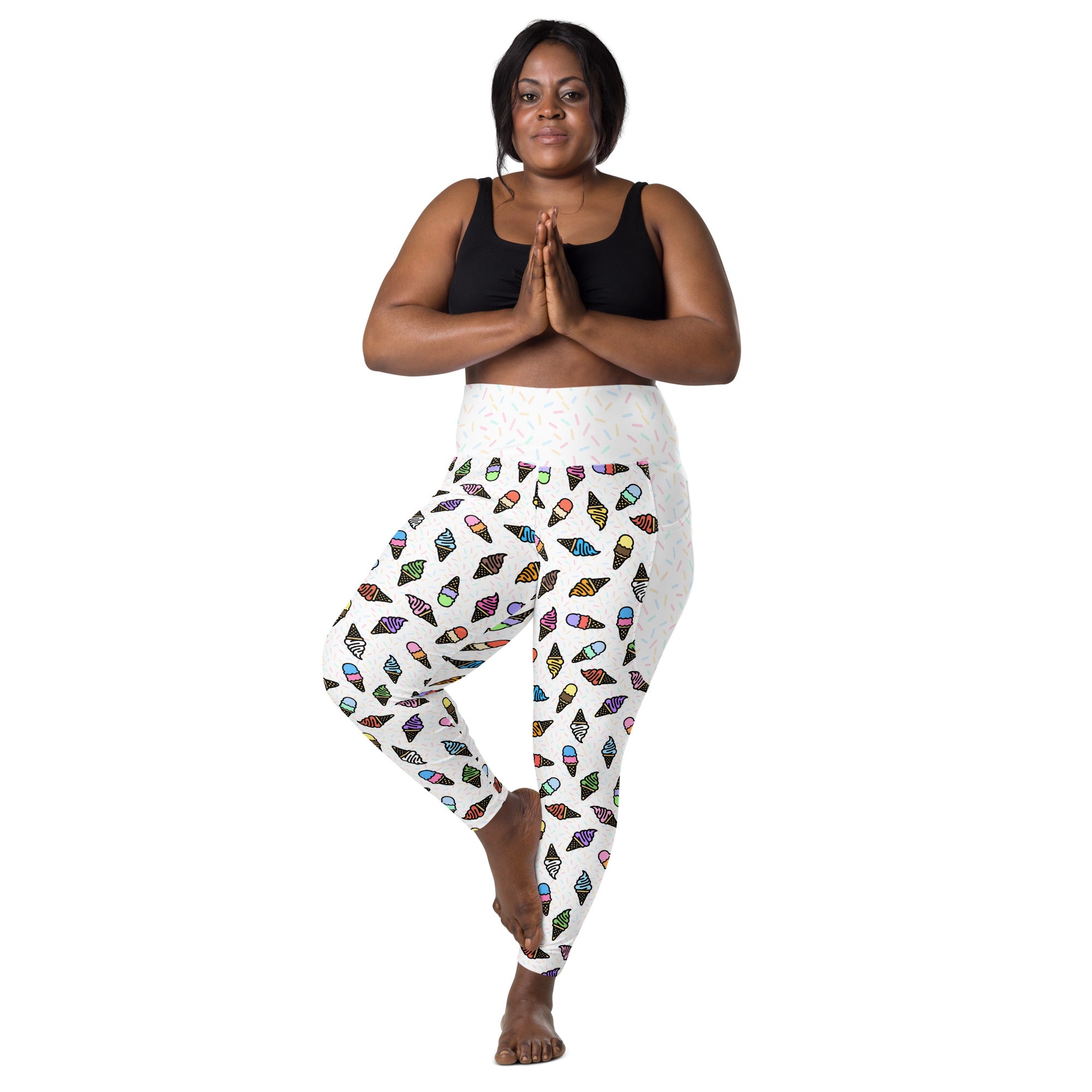 RECYCLED High Waist Pocket Leggings - 'Ice Cream' Leggings