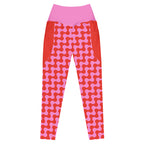 RECYCLED High Waist Pocket Leggings - 'Strawberry Salsa'